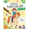 Lustige Punktebilder von 1 bis 100. Ponys und Pferde: Von-Punkt-zu-Punkt-Rätselblock