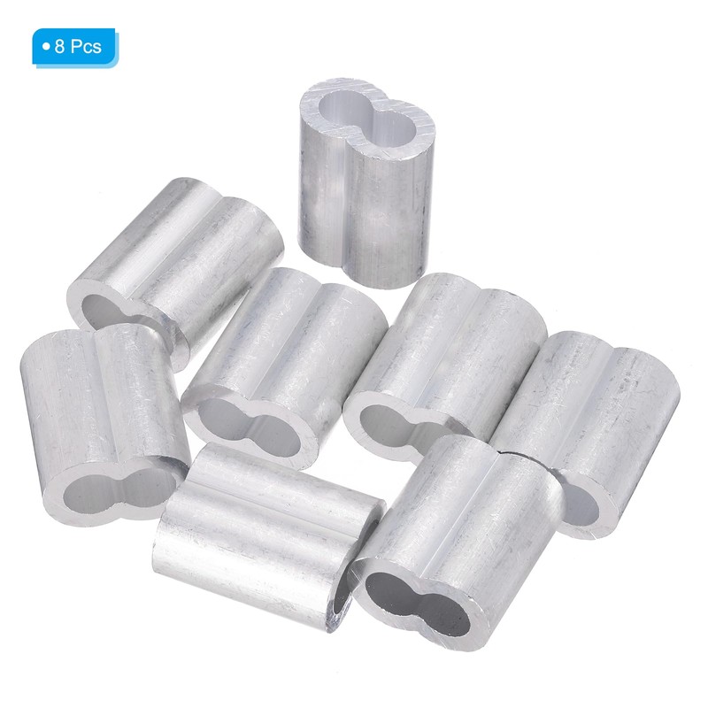 PATIKIL 3/8"/ 10mm Aluminum Crimping Loop Sleeves, 8Pcs Cable Crimp