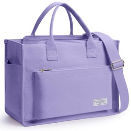KALIDI FANCY FOREST Tote Bag, Shoulder Bag with Multiple Pockets, 3-Way Use, Detachable Shoulder Strap, Large Capacity, Oversized, Stands Upright, Canvas Tote, Sailcloth, Tote Bag for School and Work