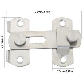 FMHXG 2PCS Stainless Steel Bolt Latch Cage Latch 180 Degree Flat Small with Screw Pet Gate Barn Sliding Door Tower Buckle Heavy Duty Hardware Locks for Fitting Rooms Cabinets Drawers