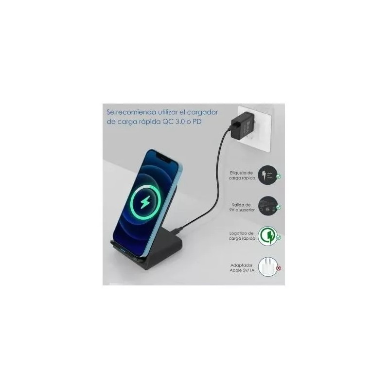 1 H Cargador Inalámbrico Qi Carga Turbo Qc 3.0 Ip/sa