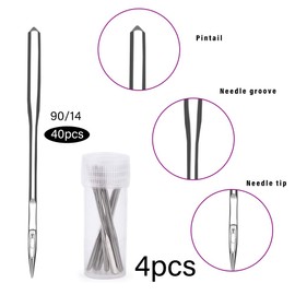 40 Pcs Sewing Machine Needles, 90/14 Universal Machine Needles, Sharp Sewing Machine Needles with Instruction for Home Sewing Machine