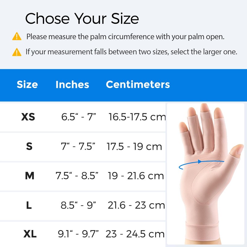 FREETOO Support Arthritis Gloves Women Men, Fingerless Compression Gloves with