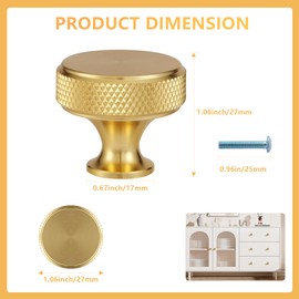 Gelewuld Round Cabinet Knobs, 12 Pcs Drawer Knobs, Kitchen Gold Cabinet Handles, Vintage Cabinet Pulls with Screws for Cupboard, Wardrobe