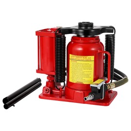 20 Ton Low Profile Air Hydraulic Bottle Jack, Pneumatic Hydraulic All Welded Bottle Jack w/Manual Hand Pump and Handle, Heavy Duty Car Pickup Truck RV Auto Repair Lift, Red