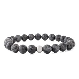 Akitsune Globae Pearl Bracelet | Bracelet Women Men Beads - Matte Black Onyx - 18 cm, Gemstone