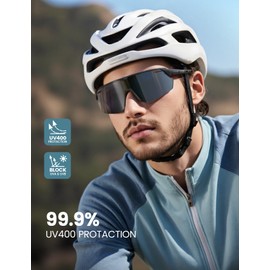 Lamicall Polarized Cycling Sunglasses for Men Women - [24g Ultra-Light] UV400 Protection Sports Glasses for Running Driving Hiking Ski with TR90 Frame, Adjustable Nose Pad & Bendable Temples - Black