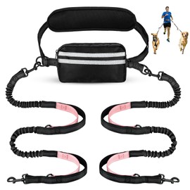 Yicostar Hands Free Dog Leash, Waist Leash for Dog Walking 2 Dogs, Double Dog Leash for Two Dogs with Padded Handles, Dog Leashes for Medium and Large Dogs, Dog Walking Accessories,Tangle Free,No Pull