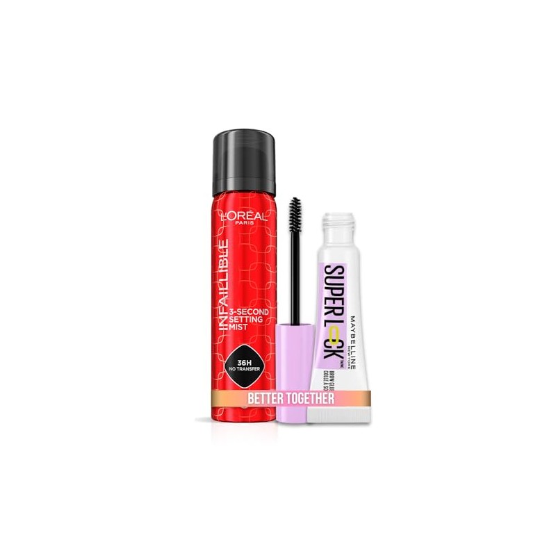 L'Oreal Paris Fijador de Maquillaje 24H y Maybelline Gel de