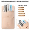Ringsun Pocket Protector for Men, Full Grain Leather Pen Holder