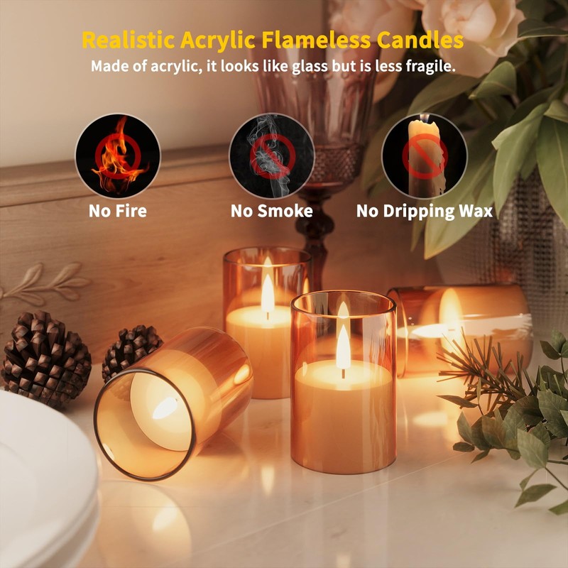 VIODAIM 12Pack Flickering Flameless LED Candles with Timer, Battery Powered