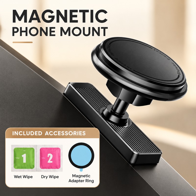 Magnetic Phone Holder for Golf Carts – 360° Rotating Adjustable