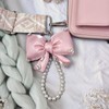Nalefow Cute Bow Keychain for Women Pearl Bag Charm Shiny