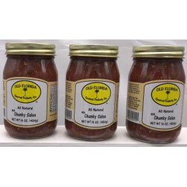 Old Florida Gourmet Salsa Mild Chunky, 16 Ounce - PACK OF 3 in a Gift Box, Red