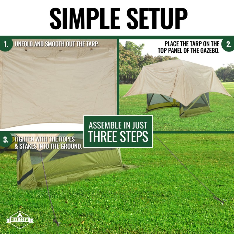 Hike Crew Gazebo Rain Shelter Tarp Compatible with 4-Sided Pop-Up