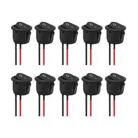 CGEAMDY Round Rocker Switch, Round Rocker Switch On/Off Rocker Switch with Wire 2 Pins Rocker Switches 10A/125V, 6A/250V Switch for Car Boat Truck Jeep Off Road (Black)