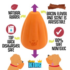 Chew King Premium Treat Dog Toy, Extremely Durable Natural Rubber Toy, Bacon Flavored Dog Toy
