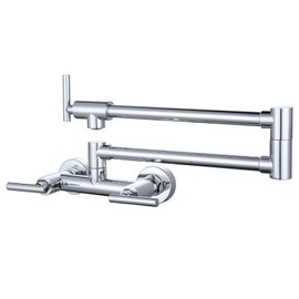 WOWOW Chrome Pot Filler Faucet for Hot and Cold Water, Solid Brass Pot Filler Wall Mounted Kitchen Folding Faucet Over Stove, Modern Style