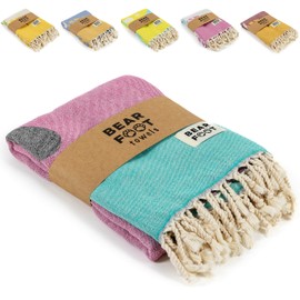 BEARFOOT XXL Beach Towel Large, Cotton Oeko-Tex®, 180 x 90 cm, Hand Towel Sauna Towel Bath Towel Hammam Towel, Colourful, Soft, Lightweight for Women, Men, Beach, Sauna (Watermelon Red, 180 x 90 cm)
