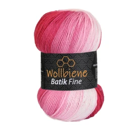Wollbiene Batik Fine 100 g Wool with Colour Gradient, Multicoloured Knitting Wool, Crochet Wool (5300 Berry White)