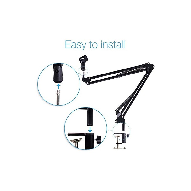 Soporte de Micrófono Adjustable con Brazo de Suspension Boom Tijera,BONKEEY
