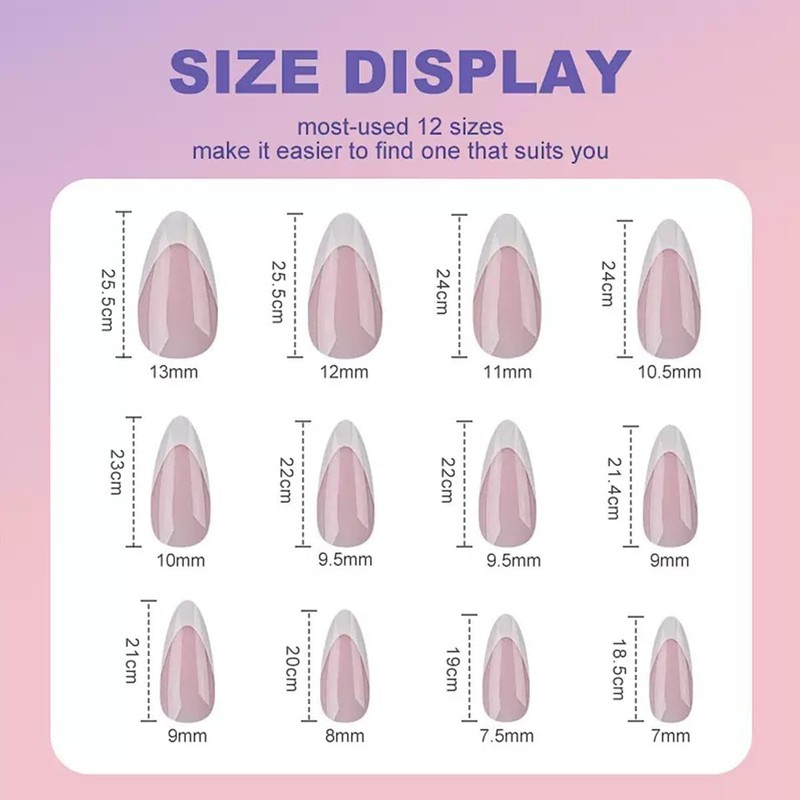 288Pcs French Tip Press On Nails Medium Almond Fake Nails