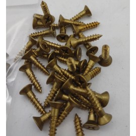 #6 x 5/8" Solid Brass Phillips FH Wood Screws (100) Box Pack- NOS - A013