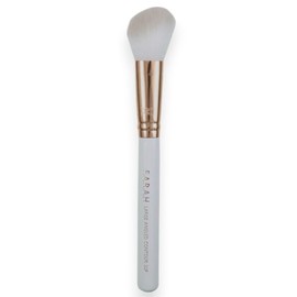 F.A.R.A.H Rose Gold Face Brush Trio - 3 Piece Vegan Makeup Brush Set for Powder, Contour & Stippling - Brass Ferrule & Wooden Handle Professional Face Brushes