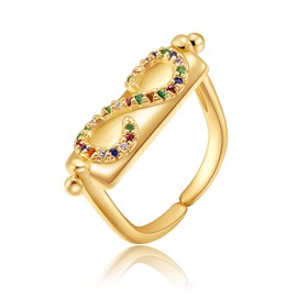 Snake Ring for Men Women, 14K Gold Plated Cubic Zirconia Opening Adjustable Animal Band Ring, Fashion Rhinestones Jewelry Gifts for Friend Family Lover (Snake 15)