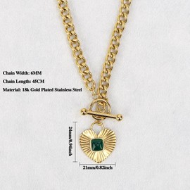 MOTIBACK Goldene Halskette mit Herz Anhänger und Edelstein, Stylish und Elegant, Alltag und Feiern, Für Damen