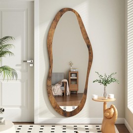 AAZZKANG Large Mirrors with Wood Framed 47"x20" Vintage Irregular Wall Mirror Full Length Asymmetrical for Bathroom Bedroom Living Room Entryway