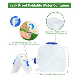 2 Pack 5.3 Gallon Collapsible Water Container Camping Water Container with Spigot,Portable Collapsible Water Jug Water Storage Containers for Outdoors Traveling Emergency,1 Extra Spigot Provided