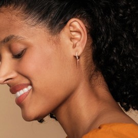 PAVOI 14K Rose Gold Plated S925 Sterling Silver Post Drop/Dangle Huggie Earrings for Women | Dainty Awl Earrings