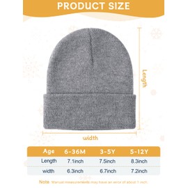 Glooarm 3 Pack Toddler Beanie Kids Beanie Winter Hats Knit Ribbed Boys Girls Beanies Warm Cuffed Caps