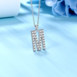 Initial Necklace for Mens His Initial Jewelry 925 Sterling Silver Sparking CZ Letter Choker Necklace for Women Girls Namae Monoogram Necklace Gift for Him for Her Best Velentine Gift FP0156M
