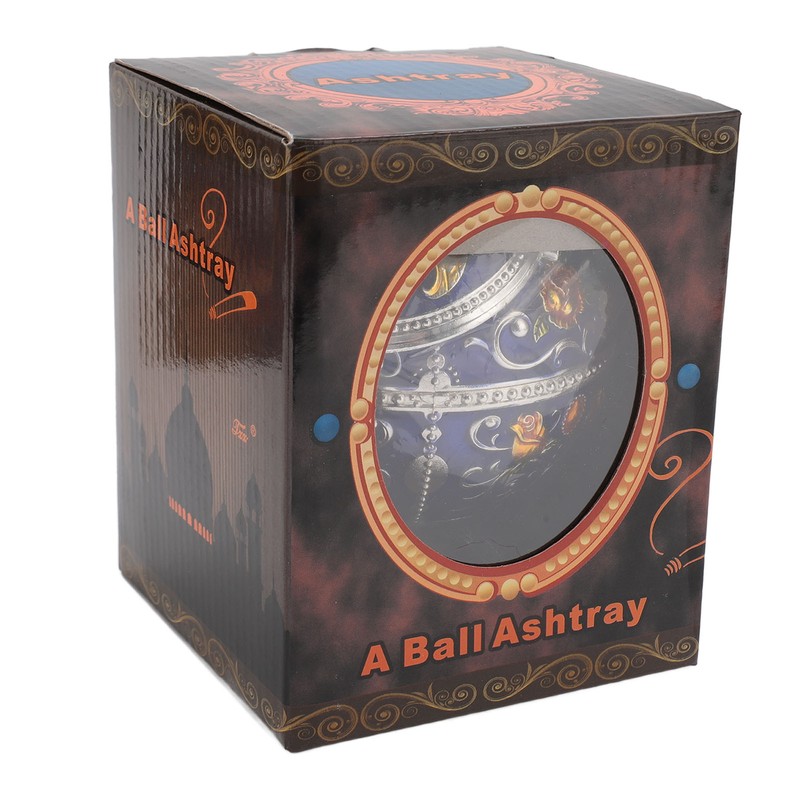 Ball Ashtray with Windproof Lid Retro Dragon Stereoscopic Relief Zinc