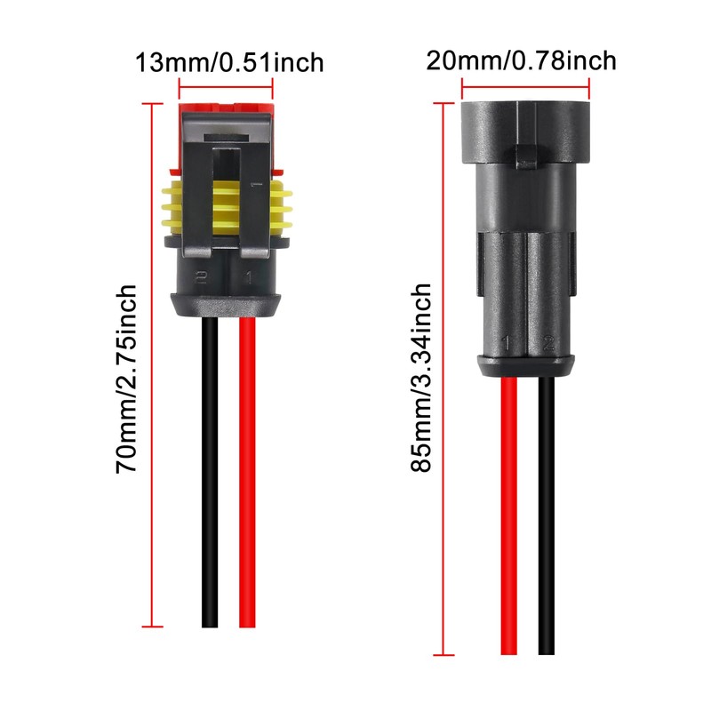 8 Pair 2 Pin Connector Waterproof Electrical 2 Pin Plug