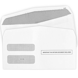 50 1099 NEC Tax Form Envelopes 2025, Designed for Printed 1099 NEC Forms, 3 13/16’’ x 8 7/8 Self-Seal, Double-Window, Security Tinted, 50 Nec Self-Seal Envelopes