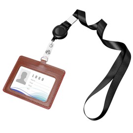 Vicloon Crystal Transparent Card Holder with Lanyard, Lanyard and Badge Set, Keyring Badge Holders and Neck Strap for Keys ID (Brown)