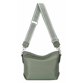 ITALYSHOP24 OBC Women's Shopper Hobo Bags Crossbody Shoulder Bag Handbag Belt Bag Crossover Faux Leather, Green