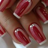 Red Press on Nails White French Tip Fake Nails Short