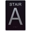 Stair A Sign -Stair Number Sign Black (Aluminium, Black/Silver,Size 6x9)