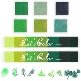 Scrapbook Decoration Ink Pad, 8-Piece Ink Pad Set, Fingerprint Ink Pad, Creative Design Ink Pad, Green Fingerprints, Non-Toxic, Washable Stamp Pad for Paper Crafts