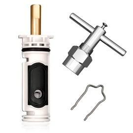 Replacement Cartridge for 1222 with Puller & Retainer Clip, Tub and Shower Repair Kit for One Handle Faucet, Bathtub Shower Valve Parts and Removal Tool, Brass and Plastics