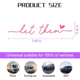 Zpana Car Rearview Mirror Sticker, 3PCS Let Them Vehicle Rear View Window Decal with Heart, Positive Self Affirmation Mindfulness Automotive Bumper Protector Accessories, Universal Fit (Pink)