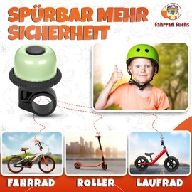 Fahrradklingel Kinder Jungen, Fahrradklingel Mädchen - Drehklingel Pastell Grün - Klingel Fahrrad Kinder, Klingel Kinderfahrrad, Laufrad - klingelt laut, einfache Montage