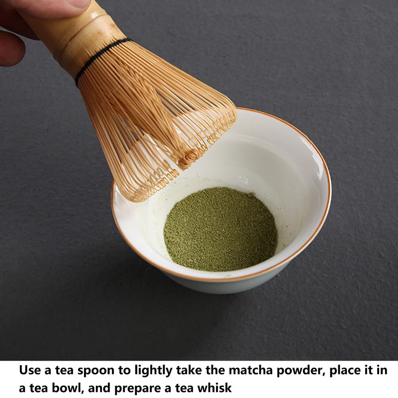 Batidor de bambú, práctico batidor de matcha amarillo pálido natural