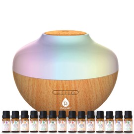 Pursonic Aromatherapy Diffuser & Essential Oil Set-Ultrasonic Top 14 Oils-300ml with 2 Mist Settings 7 Ambient Light Settings-Therapeutic Grade Oils (AD400-EOGS14)