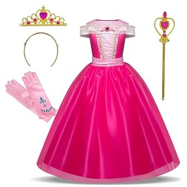 [Almmy.6] Princess Dress, Children's Pink, Luxurious 5-Piece Set, Princess Dress, Kids Dress, Children's Dress, Children's Dress, Children's Dress, Princess Dress, Princess Dress, Princess 120, 100, 110, Sticks, Accessories, Halloween Costume, Temporary 