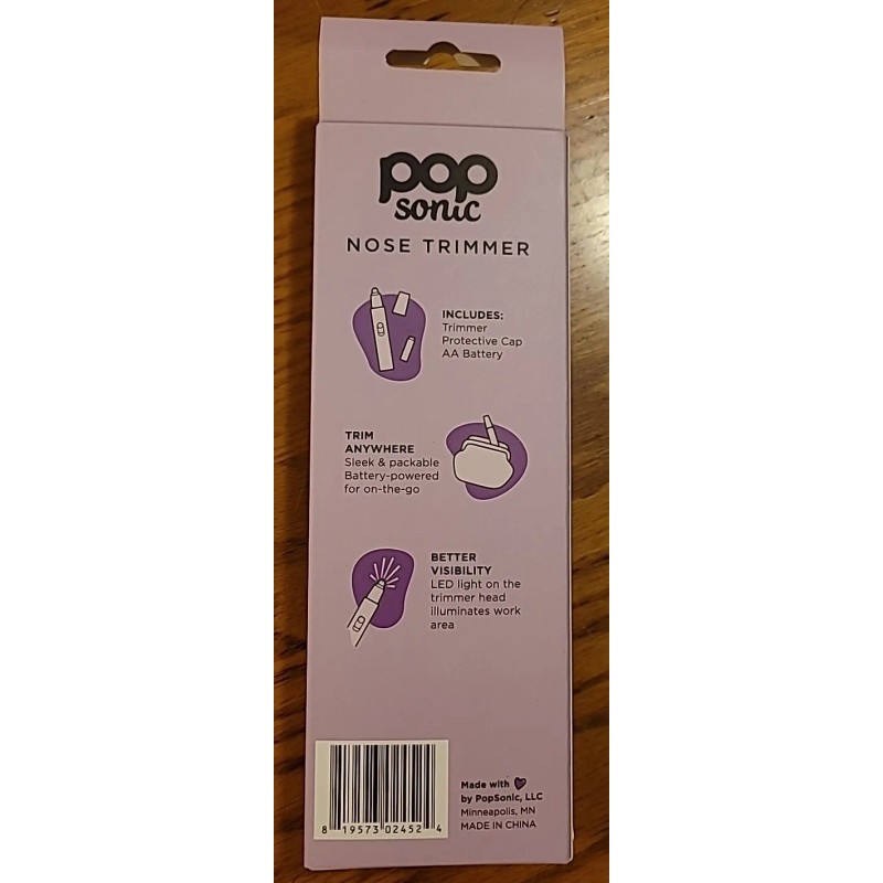 Pop Sonic Nose Trimmer Purple LED Light Battery Operated NIB